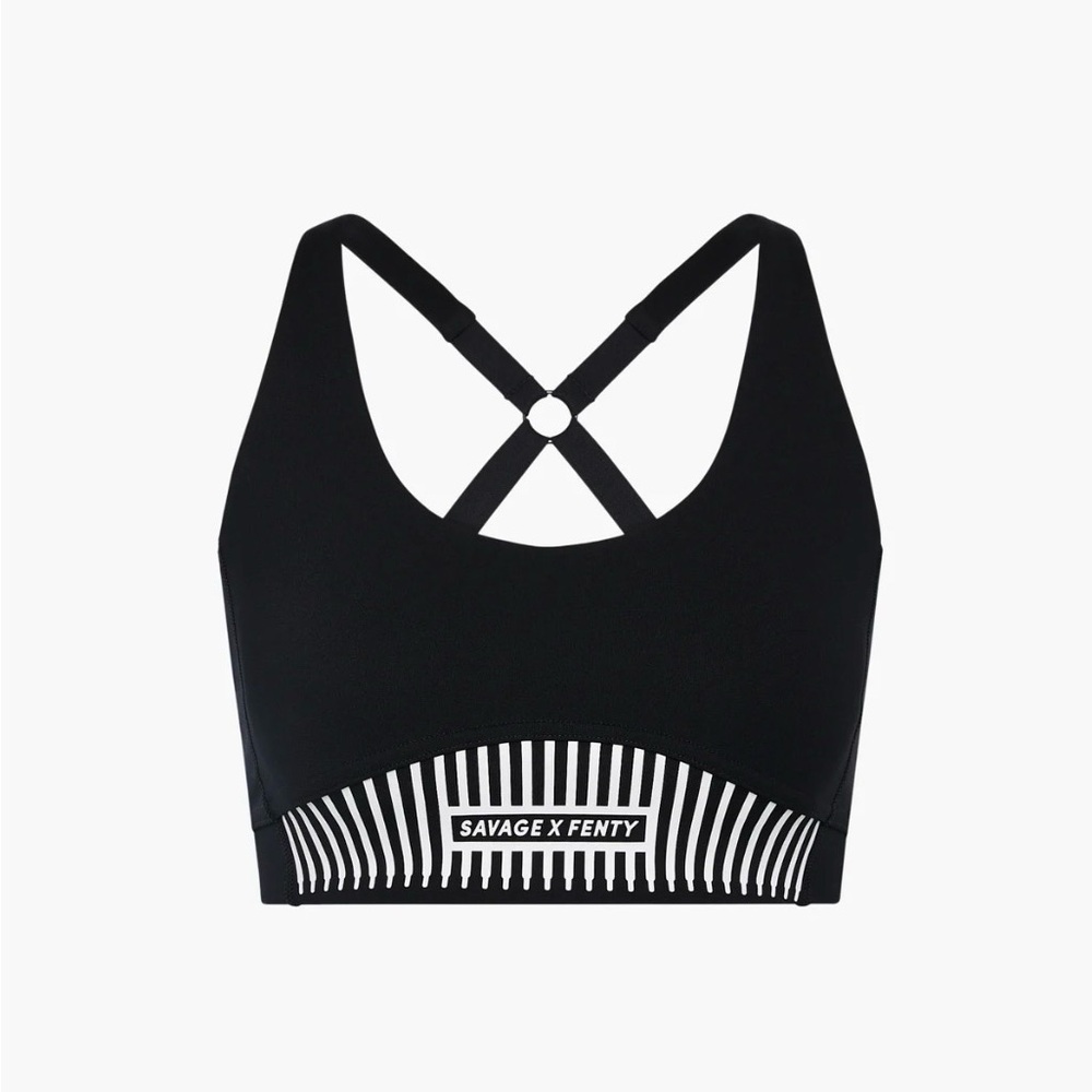Sale! Savage X Fenty Black and White Striped Sports Bra